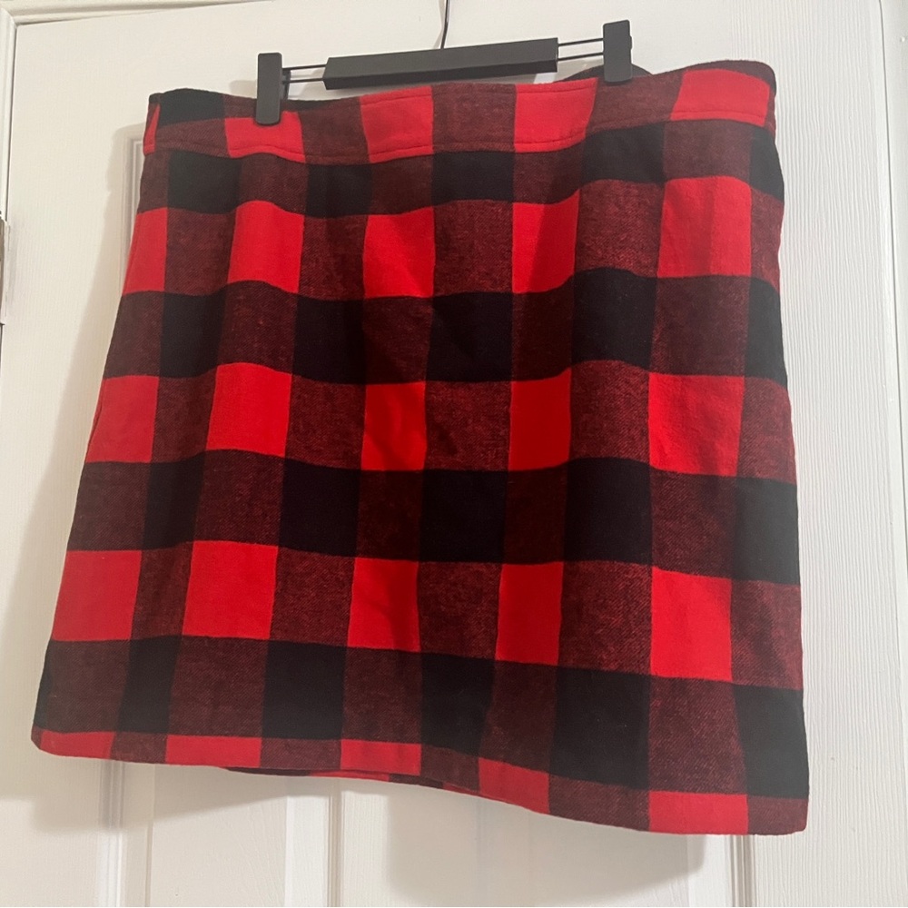 J. Crew Factory Red and Black Checkered/ Buffalo Plaid Skirt